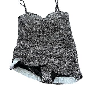 Swimsuits for All - Black and White Polkadot Swim Dress